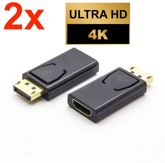 2x Displayport auf HDMI Adapter DP Konverter Stecker 1080p Full HD Video 4K