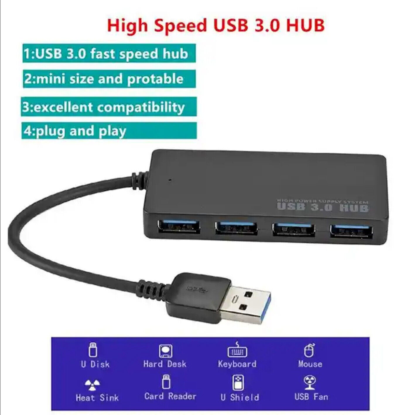 4-Port USB USB A 3.1 Kabel für Macbook Notebook Laptop USB 3.0