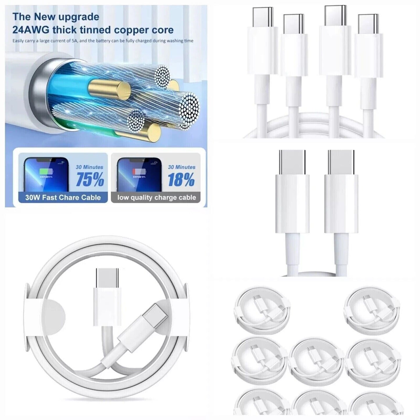 Schnelladekabel USB Type C zu C Datenkabel Ladekabel 20w 1m Ladekabel